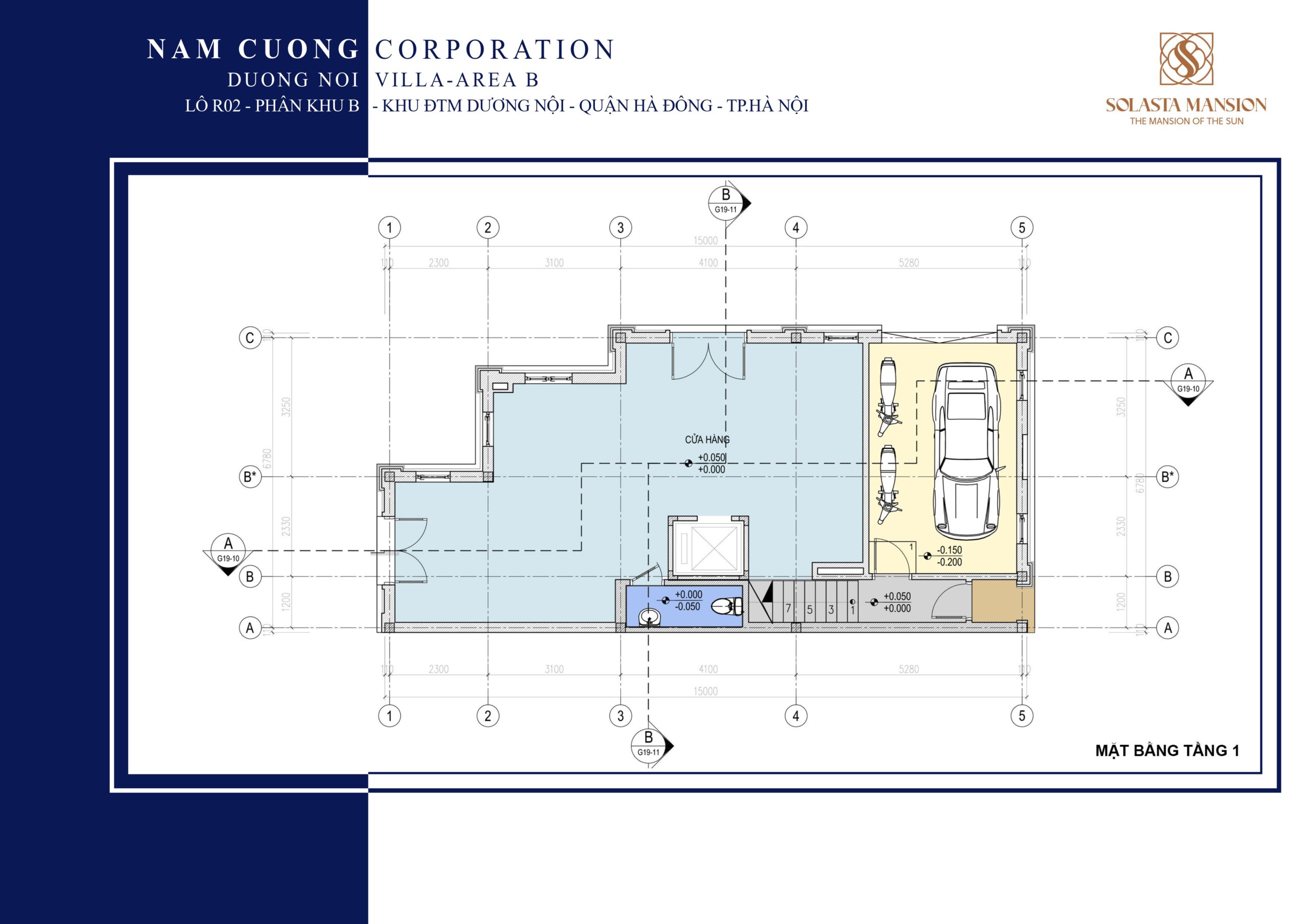 Thiết kế biệt thự góc Solasta Mansion Dương Nội tầng 1