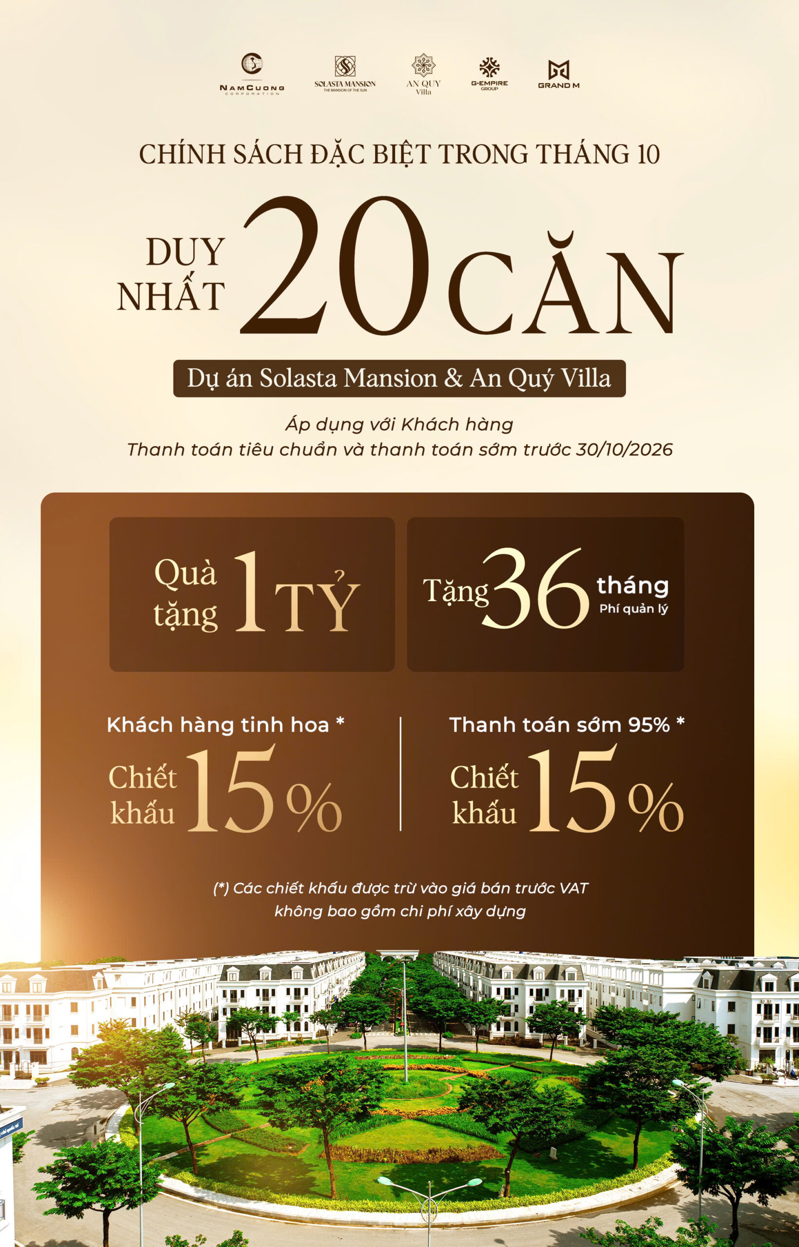 Chính sách bán hàng biệt thự dương nội Solasta Mansion và An Quý Villa